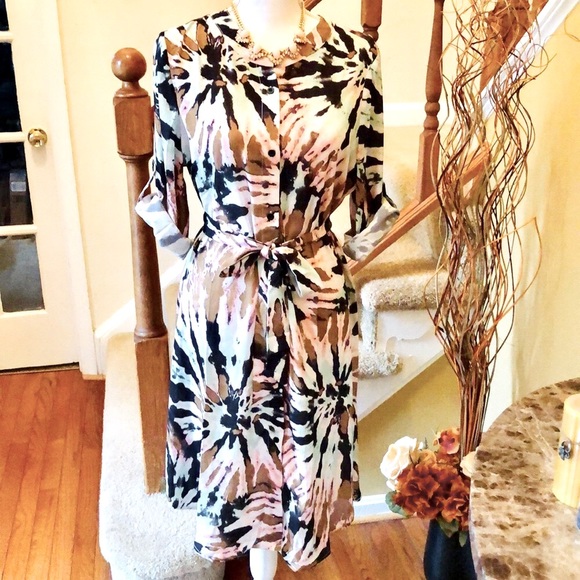 SHEIN Belted Tie Dye Shirt Dress - Picture 10 of 10